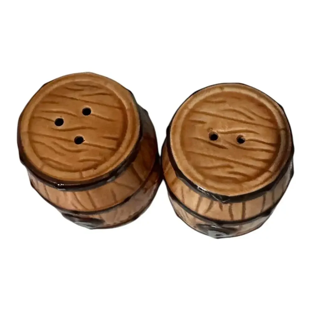 Rivers Edge Cowboy Holding Barrels Salt Pepper Shaker Set Western Rustic